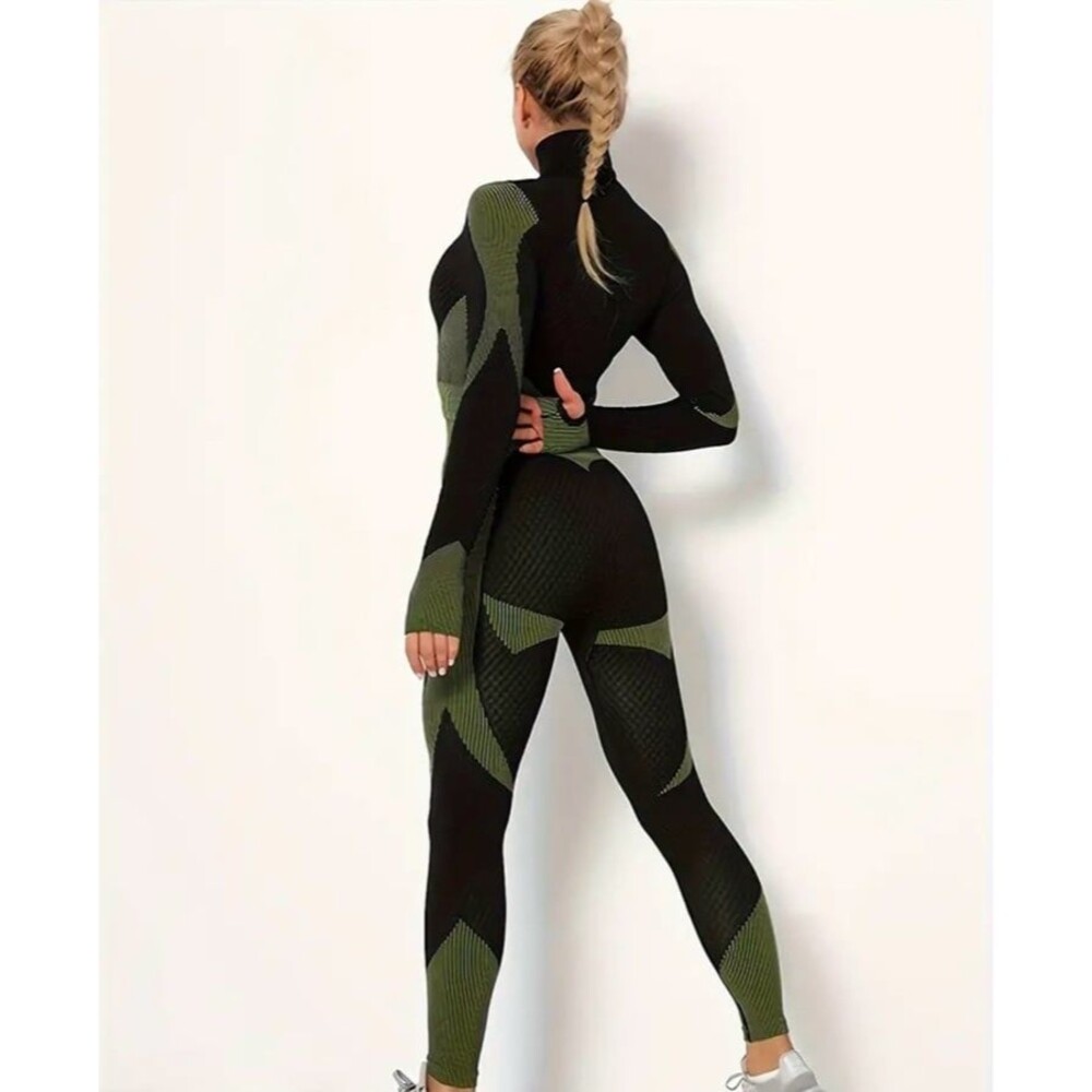 Workout set Leggings top black green new